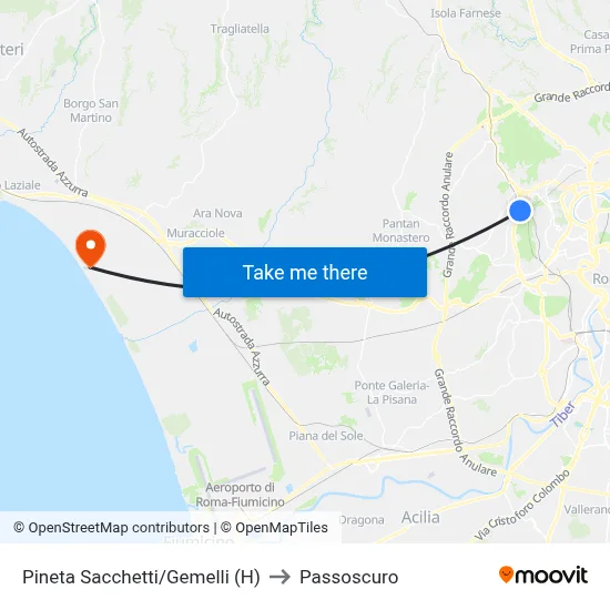 Pineta Sacchetti/Gemelli (H) to Passoscuro map