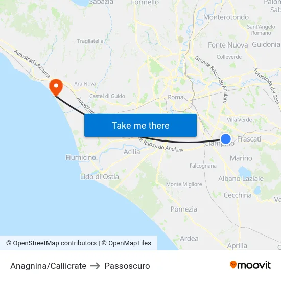 Anagnina/Callicrate to Passoscuro map