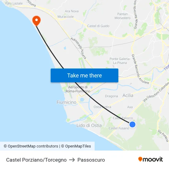 Castel Porziano/Torcegno to Passoscuro map