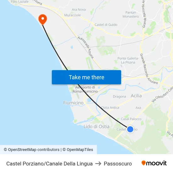 Castel Porziano/Canale Della Lingua to Passoscuro map
