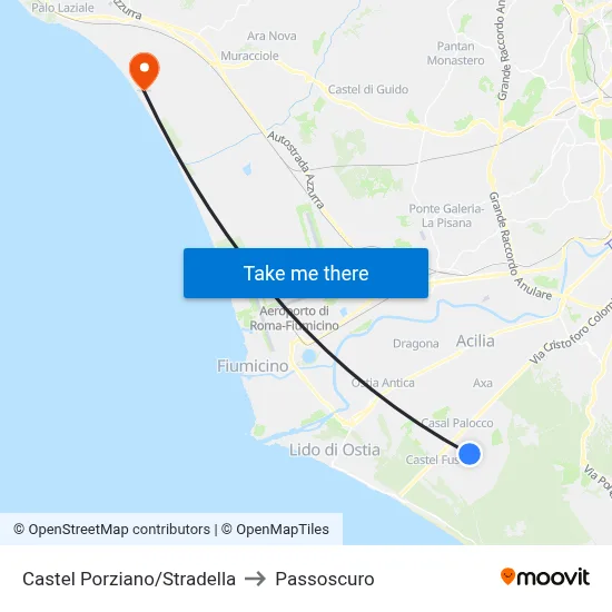 Castel Porziano/Stradella to Passoscuro map