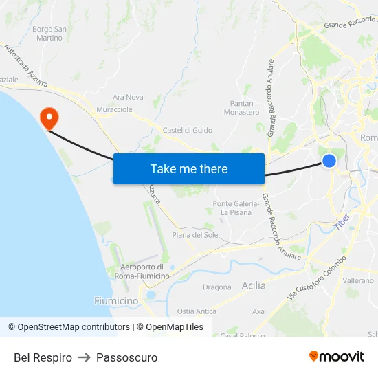 Bel Respiro to Passoscuro map