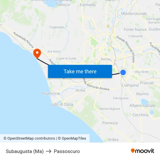 Subaugusta (Metro A) to Passoscuro map