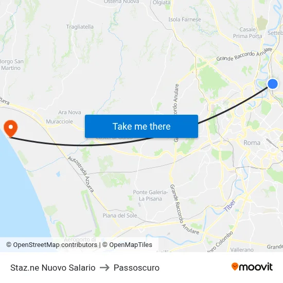 Nuovo Salario Station to Passoscuro map