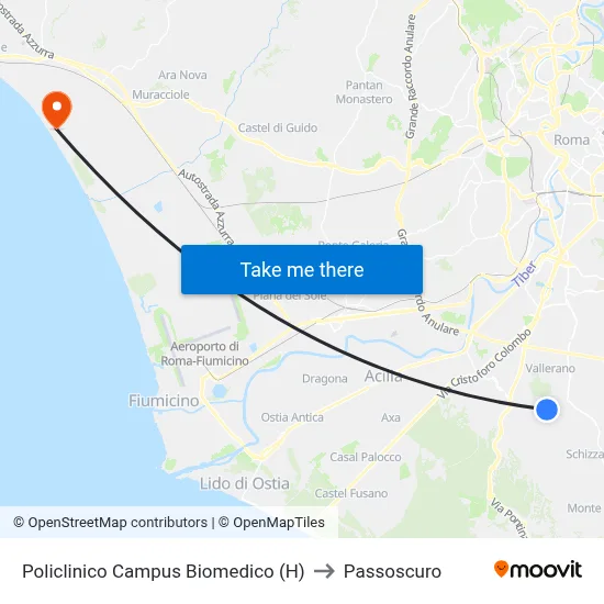 Biomedical Campus Hospital to Passoscuro map