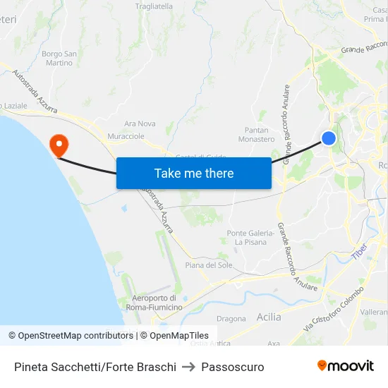 Pineta Sacchetti/Forte Braschi to Passoscuro map