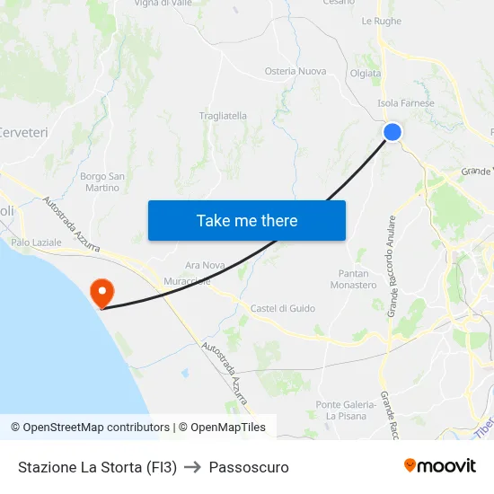 La Storta Station (FL3) to Passoscuro map