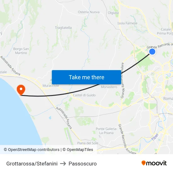 Grottarossa/Stefanini to Passoscuro map