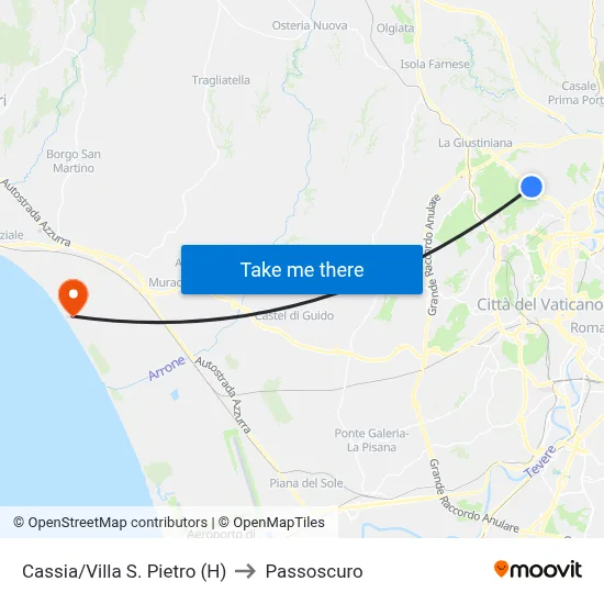 Cassia/Villa S. Pietro (H) to Passoscuro map