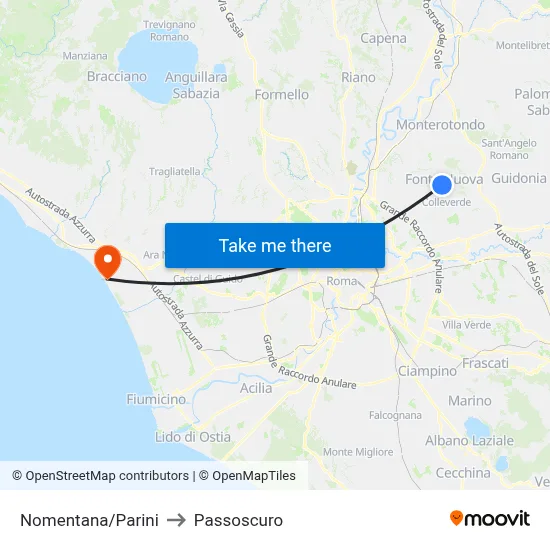 Nomentana/Parini to Passoscuro map