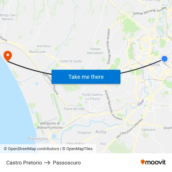 Castro Pretorio to Passoscuro map