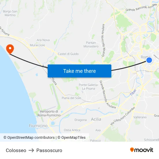 Colosseum to Passoscuro map