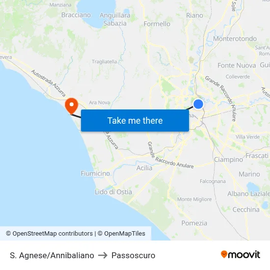 St. Agnes/Annibaliano to Passoscuro map