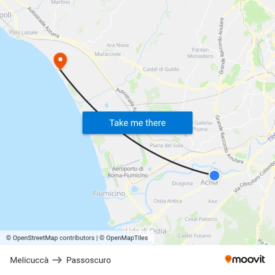 Melicuccà to Passoscuro map