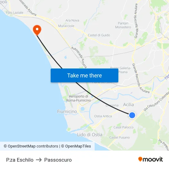Eschilo Square to Passoscuro map