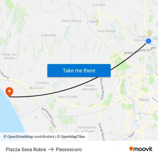 Piazza Saxa Rubra to Passoscuro map