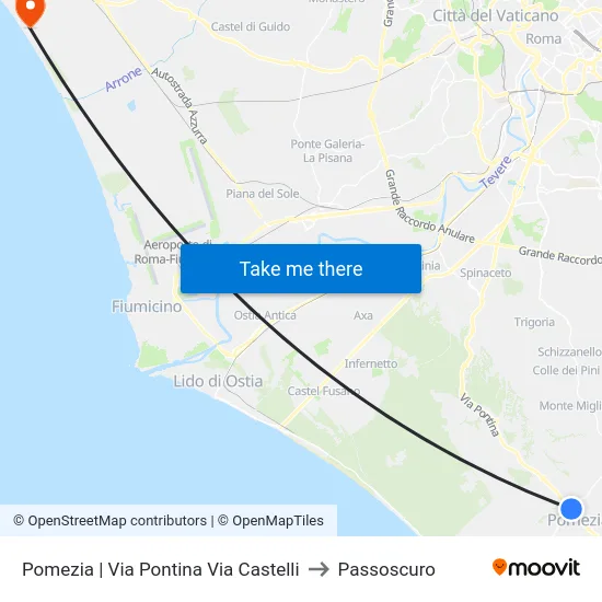 Pomezia | Via Pontina Via Castelli to Passoscuro map