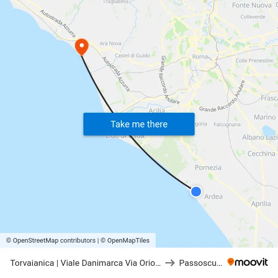 Torvaianica | Viale Danimarca Via Orione to Passoscuro map
