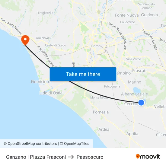 Genzano Frasconi Square to Passoscuro map