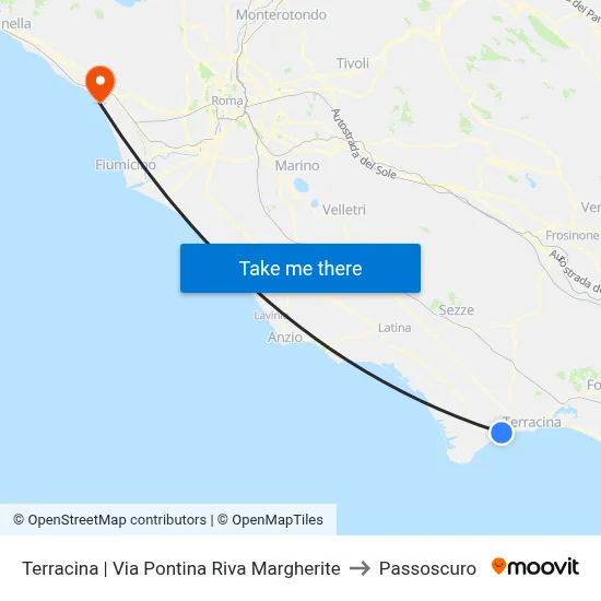 Terracina | Via Pontina Riva Margherite to Passoscuro map