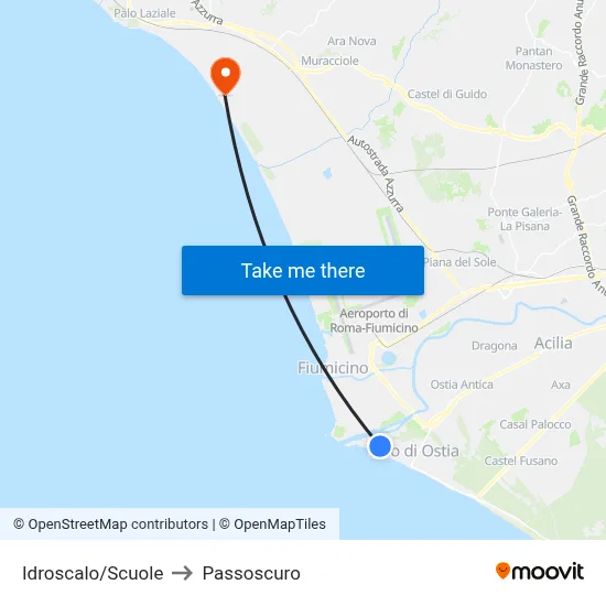 Idroscalo/Schools to Passoscuro map