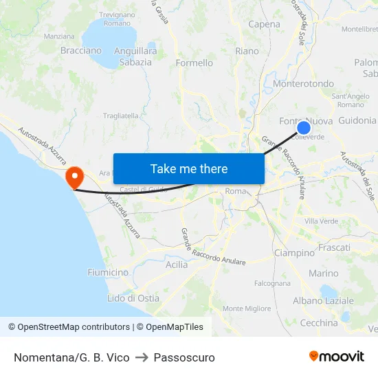 Nomentana/G. B. Vico to Passoscuro map
