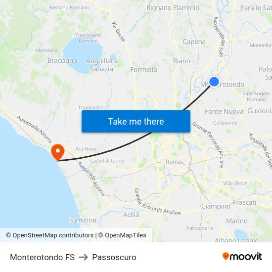Monterotondo Station to Passoscuro map