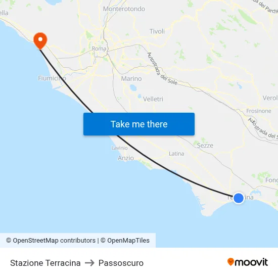 Terracina Station to Passoscuro map