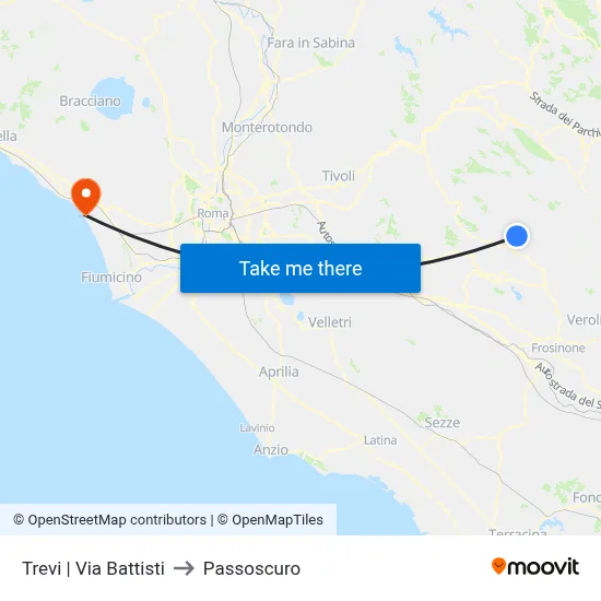Trevi via Battisti to Passoscuro map