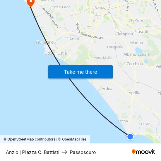 Anzio Piazza C. Battisti to Passoscuro map