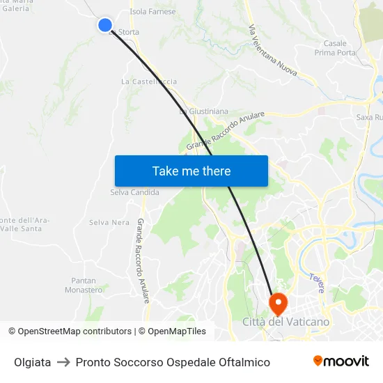 Olgiata to Emergency Room Oftalmico Hospital map