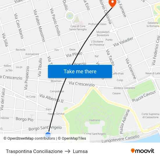Traspontina Conciliazione to Lumsa map