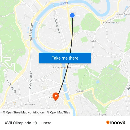 XVII Olympics to Lumsa map