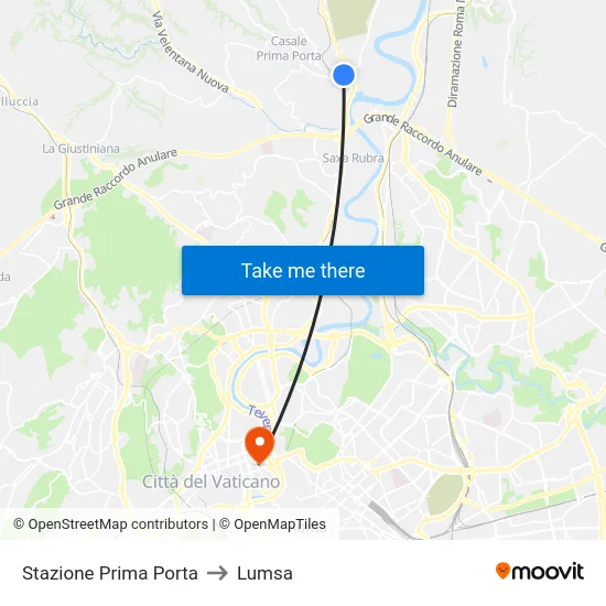 Stazione Prima Porta to Lumsa map