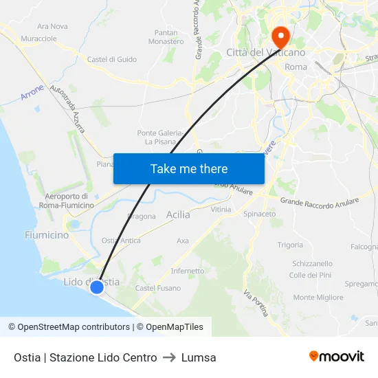 Ostia | Stazione Lido Centro to Lumsa map