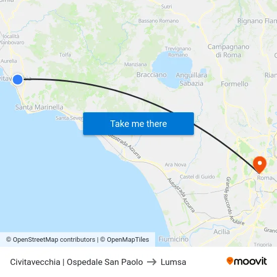Civitavecchia | Ospedale San Paolo to Lumsa map