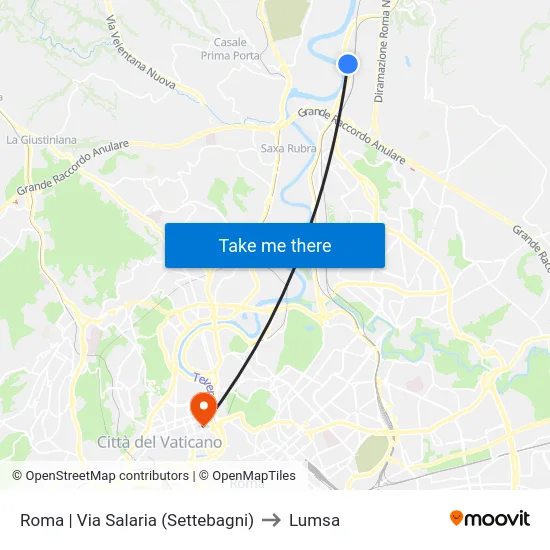 Roma | Via Salaria (Settebagni) to Lumsa map