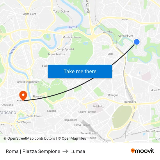 Roma | Piazza Sempione to Lumsa map