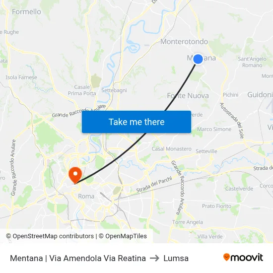 Mentana | Amendola Street Reatina Street to Lumsa map