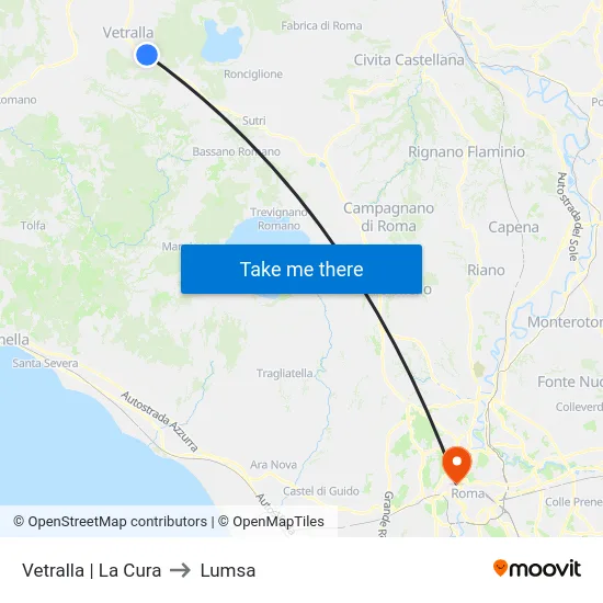 Vetralla | La Cura to Lumsa map
