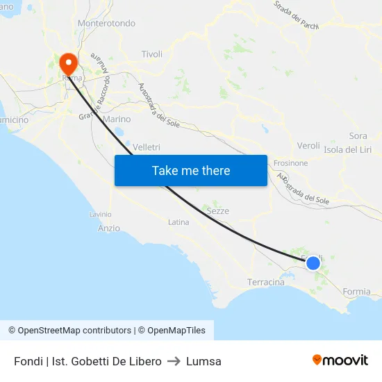 Fondi | Ist. Gobetti De Libero to Lumsa map