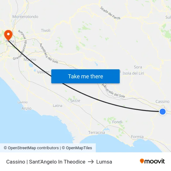 Cassino | Sant'Angelo In Theodice to Lumsa map