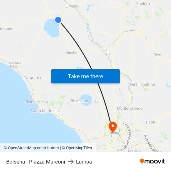 Bolsena | Piazza Marconi to Lumsa map