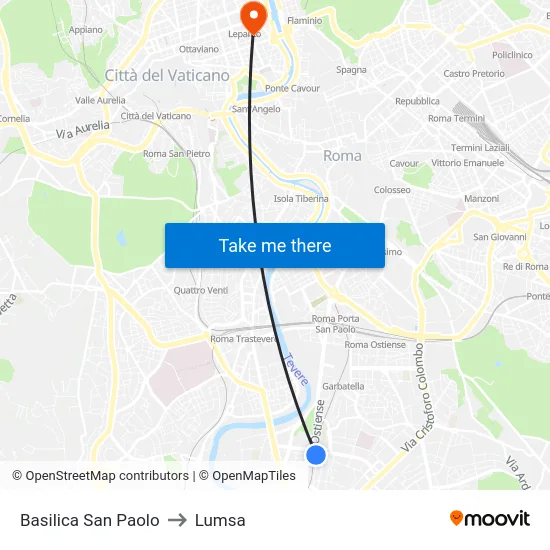 Basilica San Paolo to Lumsa map