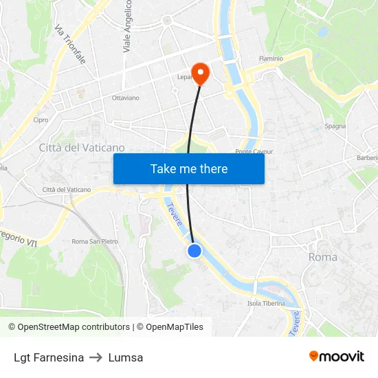 Lgt Farnesina to Lumsa map