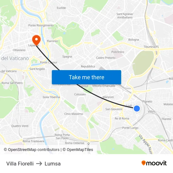 Villa Fiorelli to Lumsa map