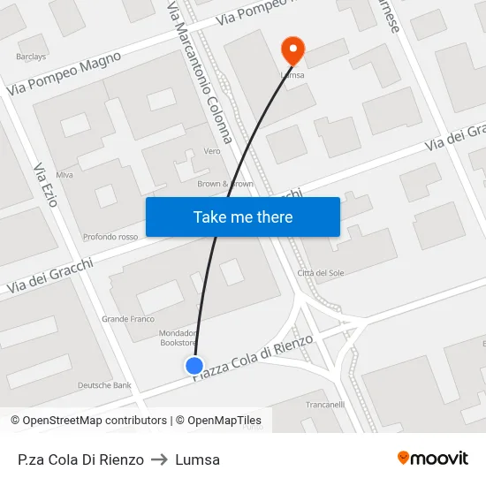 P.za Cola Di Rienzo to Lumsa map