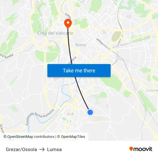 Grezar/Ossola to Lumsa map