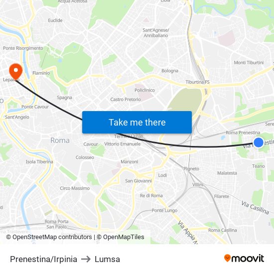 Prenestina/Irpinia to Lumsa map