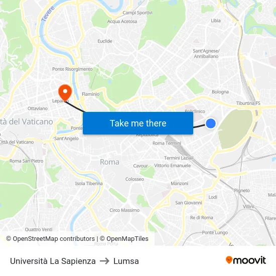 Università  La Sapienza to Lumsa map